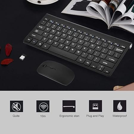 Ultra-Slim Wireless Keyboard & Mouse Combo – مجموعة لوحة مفاتيح وفأرة لاسلكية فائقة النحافة