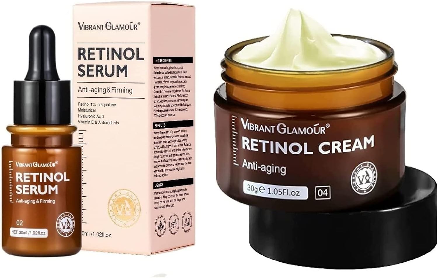 ✨ GLAMOUR Retinol Combo – كريم وسيروم مضاد للتجاعيد