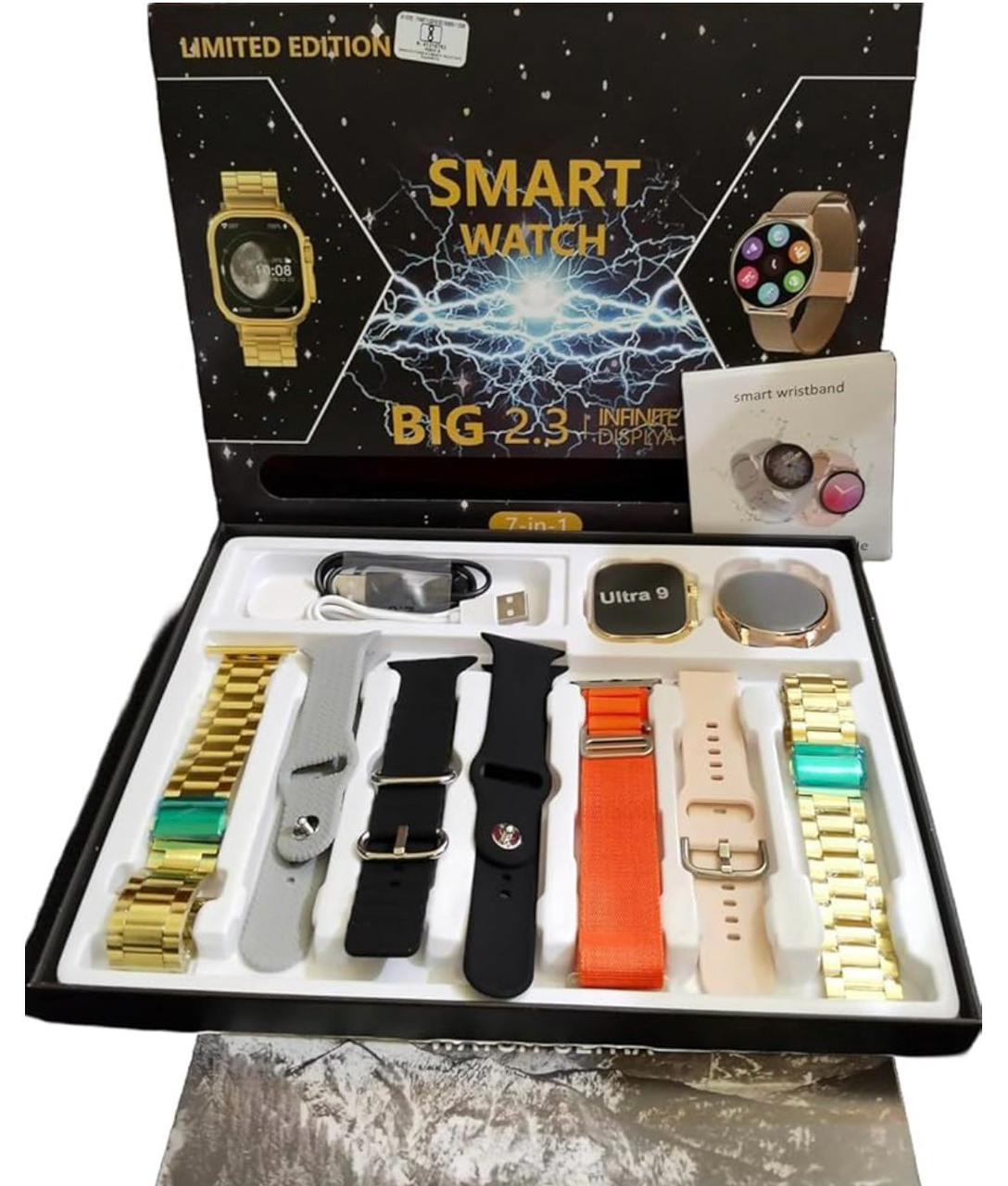⌚ 7 in 1 Ultra Gold Smart Watch – ساعة ذكية فاخرة متعددة المزايا