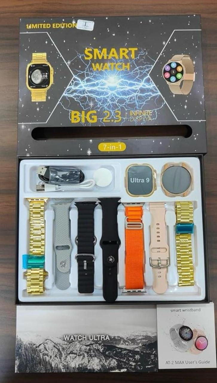 ⌚ 7 in 1 Ultra Gold Smart Watch – ساعة ذكية فاخرة متعددة المزايا
