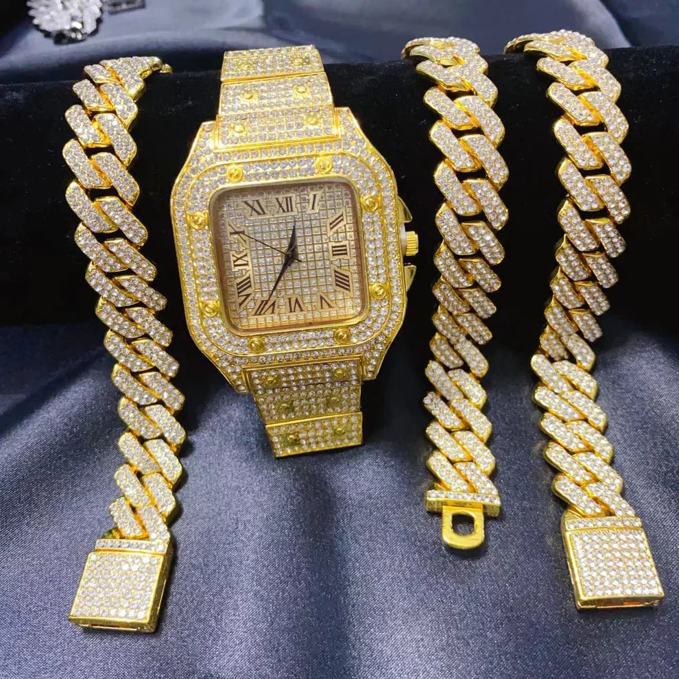 💎 Luxury Gold Set – ساعة + عقد + أساور فاخرة