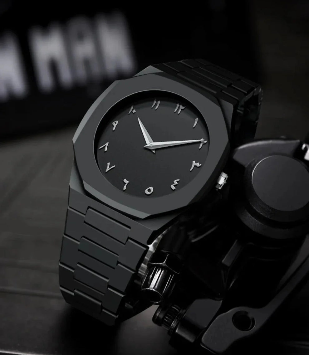 ⌚ Premium Black ساعة Arabic Aura سوداء فاخرة