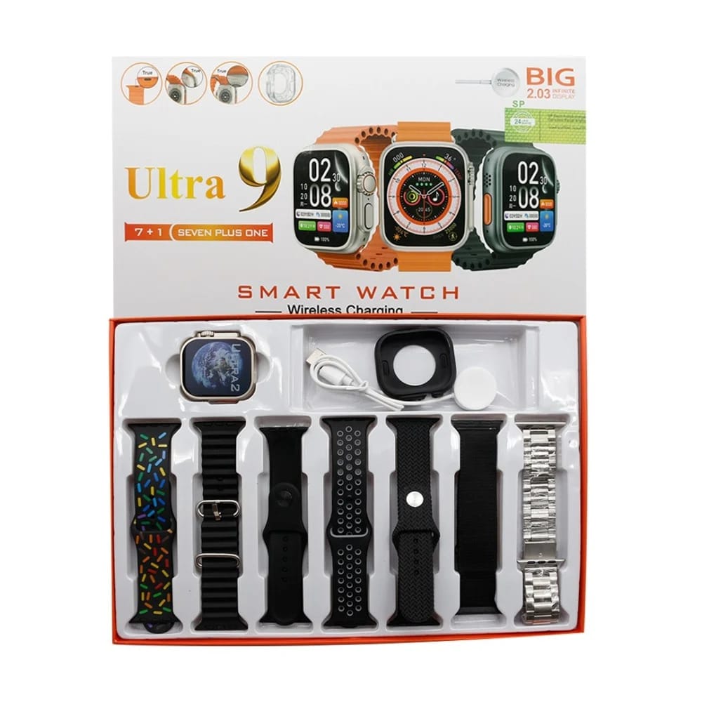 ⌚ CLUBCLASSY Ultra 9 T10 Smartwatch – مع 7 أساور مختلفة
