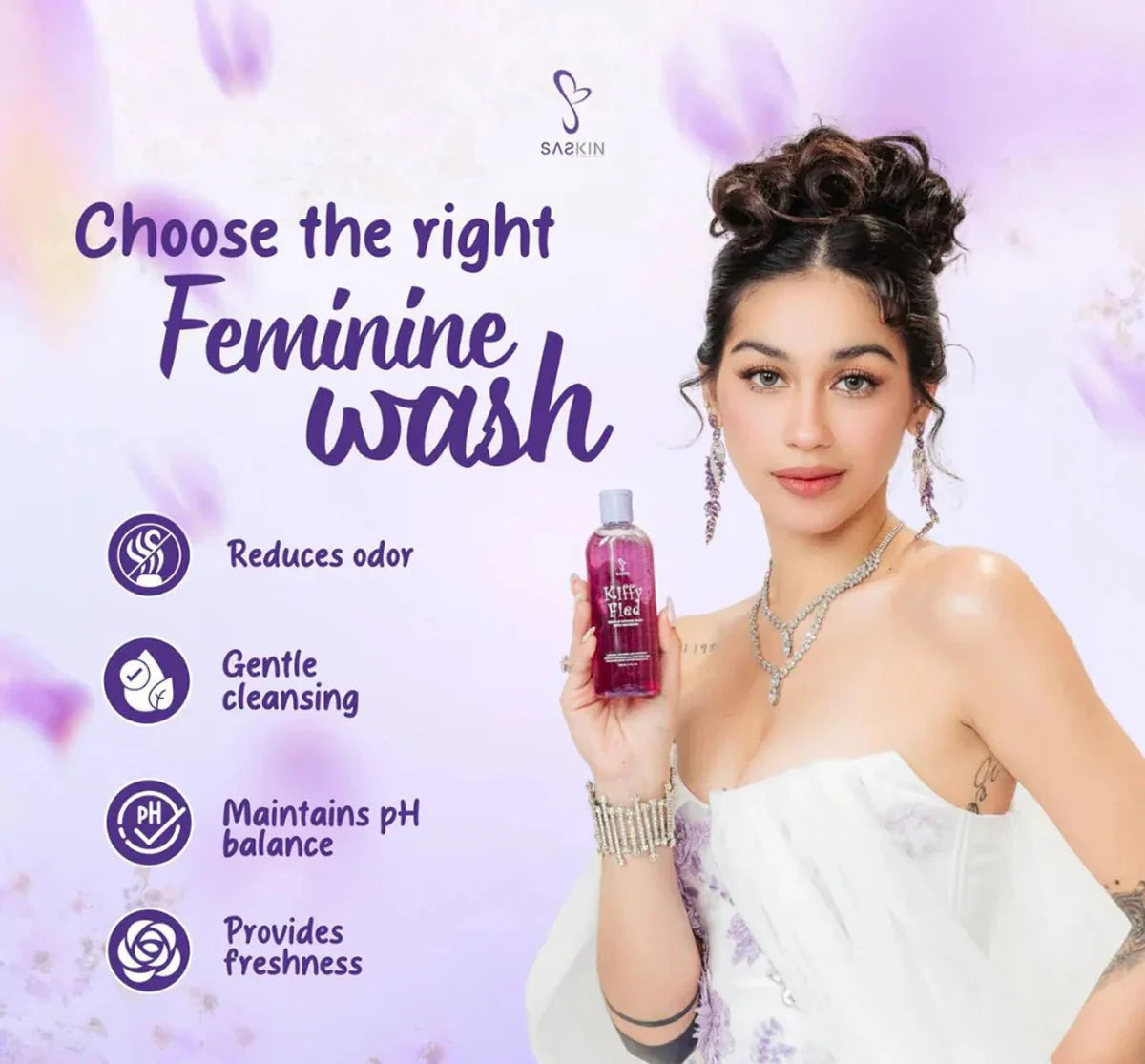 Saskin - Kiffy Fied Gentle Intimate Wash with Whitening ساسكن - كيفي فايد غسول لطيف للمناطق الحساسة مع تبييض (أصلي)